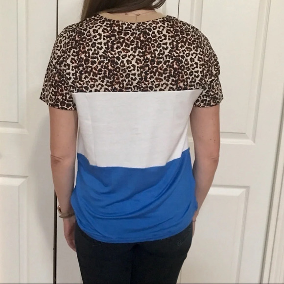 𝅺leopard &‎ Blue Color Block Top. New - Picture 8 of 9